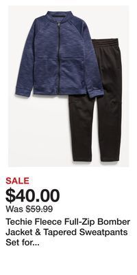 Old Navy Techie fleece full-zip bomber jacket & tapered sweatpants set for boys offer