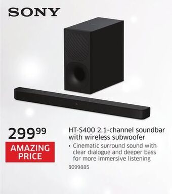 The Source Sony ht-s400 2.1-channel soundbar with wireless subwoofer offer