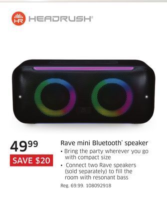 The Source Headrush rave mini bluetooth speaker offer