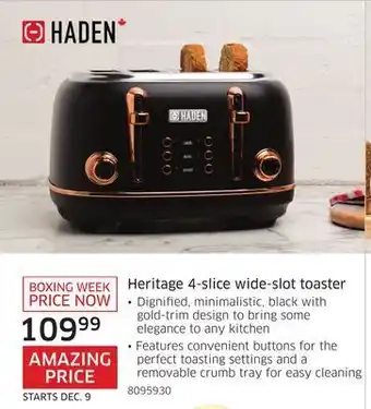 The Source Haden heritage 4-slice wide-slot toaster offer