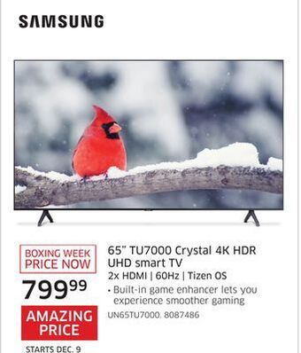 The Source Samsung 65" tu7000 crystal 4k hdr uhd smart tv offer
