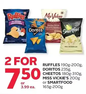 Rexall Ruffles, doritos, cheetos, miss vickie's or smartfood offer