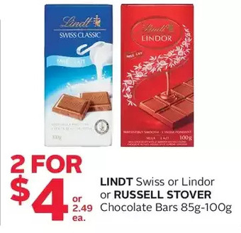 Rexall Lindt swiss or lindor or russell stover chocolate bars offer