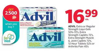 Rexall Advil extra or regular strength liqui-gels, extra strength caplets, extra strength muscle & joint caplets, 12 hour tablets or offer