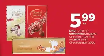 Rexall Lindt lindor or ghirardelli bagged chocolate or lindt swiss chocolate bars offer