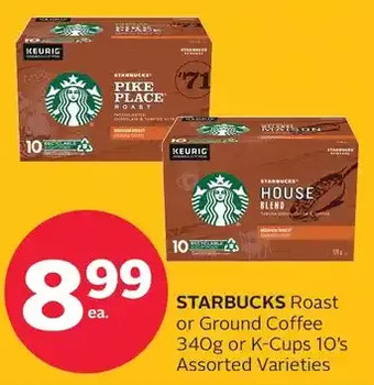 Rexall Starbucks roast or ground coffee or k-cups offer