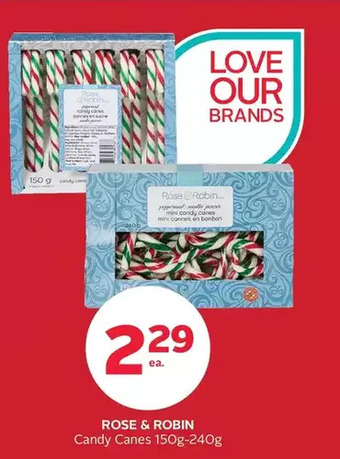Rexall Rose & robin candy canes offer