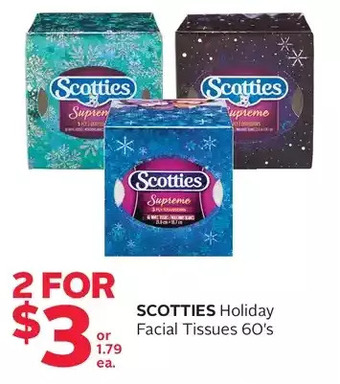 Rexall Scotties holiday facial tissues offer