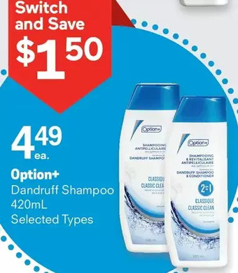 Guardian Pharmacy Option+ dandruff shampoo offer