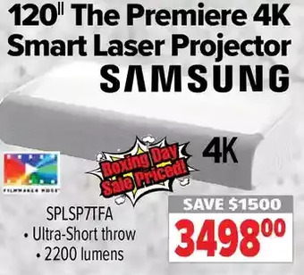 2001 Audio Video Samsung 120" the premiere 4k smart laser projector offer
