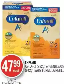 Shoppers Drug Mart Enfamil a+, a+2 or gentlease baby formula refill offer