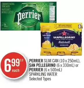 Shoppers Drug Mart Perrier slim can, san pellegrino or perrier sparkling water offer