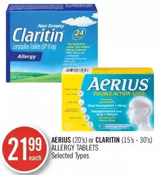 Shoppers Drug Mart Aerius or claritin allergy tablets offer