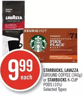 Shoppers Drug Mart Starbucks, lavazza ground coffee or starbucks k-cup pods offer