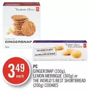 Shoppers Drug Mart Pc gingersnap, lemon meringue or the world's best shortbread cookies offer