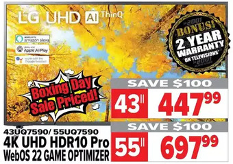 2001 Audio Video Lg 43" 4k uhd hdr10 pro webos 22 game optimizer | 55" offer