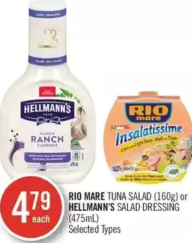 Shoppers Drug Mart Rio mare tuna salad or hellmann's salad dressing offer