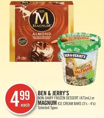 Shoppers Drug Mart Ben & jerry's non-dairy frozen dessert or magnum ice cream bars offer