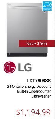 Canadian Appliance Source Lg 24 ontario energy discount built-in undercounter dishwasher offer