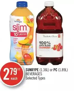 Shoppers Drug Mart Sunrype or pc beverages offer
