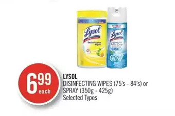 Shoppers Drug Mart Lysol disinfecting wipes or spray offer