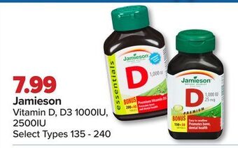PharmaChoice Jamieson vitamin d, d3 1000iu, 2500iu offer