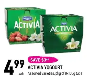 Coppa's Fresh Market 449999
each
save $300
activia yogourt
assorted varieties, pkg of 8x100g tubs offer