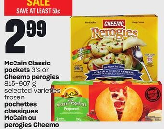 Independent City Market Mccain classic pockets, 3's or cheemo perogies, 815-907 g offer