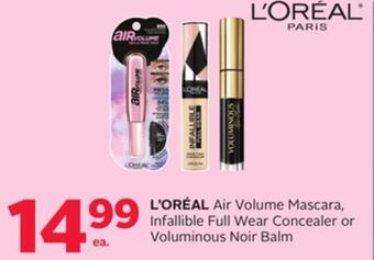 Rexall L' oréal air volume mascara, infallible full wear concealer or voluminous noir balm offer