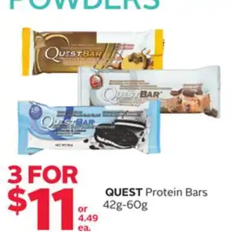 Rexall Quest protein bars 42g - 60g offer