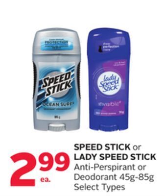 Rexall Speed stick or lady speed stick anti-perspirant or deodorant 45g - offer