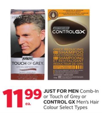 Rexall Just for men comb-in or touch of grey or control gx men's hair colour offer