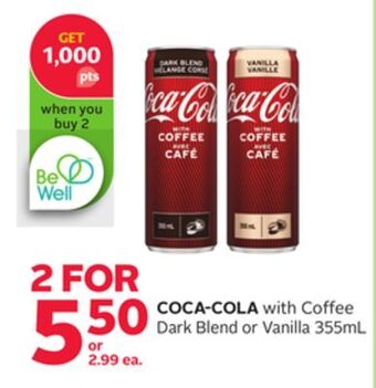 Rexall Coca-cola with coffee dark blend or vanilla 355ml offer