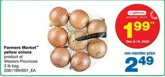 Wholesale Club Farmers market™ yellow onions, 3 lb bag offer