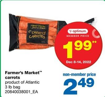Wholesale Club Farmer's market™ carrots, 3 lb bag offer