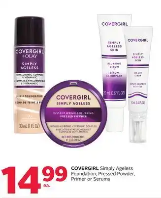 Rexall Covergirl simply ageless foundation, pressed powder, primer or serums offer