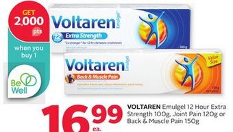 Rexall Voltaren emulgel 12 hour extra strength 100g, joint pain 120g or back & muscle pain 150g offer