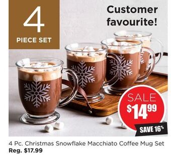 Kitchen Stuff Plus 4 pc. christmas snowflake macchiato coffee mug set offer
