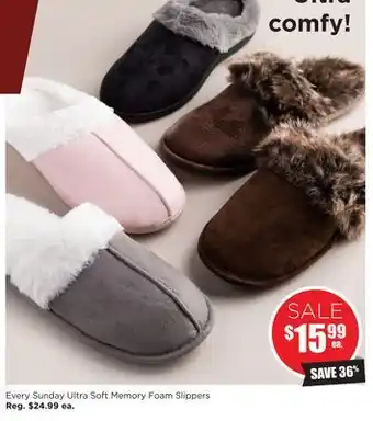 Kitchen Stuff Plus Every sunday ultra soft memory foam slippers offer