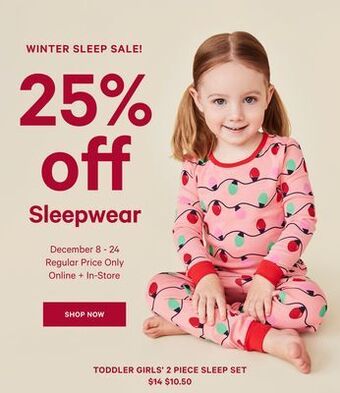 Joe Fresh Toddler girls' 2 piece sleep set offer