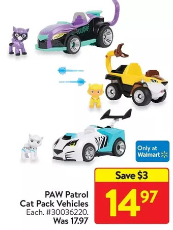 Walmart Paw patrol cat pack vehicles offer