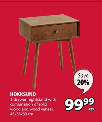 JYSK Hokksund 1-drawer nightstand offer
