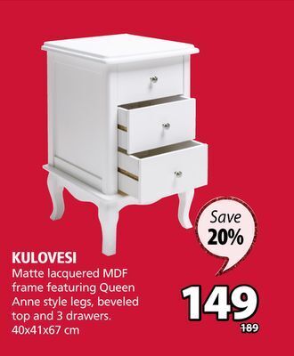 JYSK Kulovesi nightstand offer