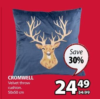JYSK Cromwell velvet throw cushion offer