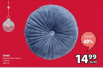 JYSK Dana round velour throw cushion offer