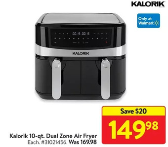 Walmart Kalorik 10-qt. dual zone air fryer offer