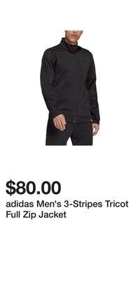 Sport Chek Adidas men's 3-stripes tricot full zip jacket offer