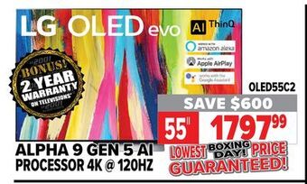 2001 Audio Video Lg 55" alpha 9 gen 5 ai processor 4k @ 120hz offer