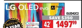 2001 Audio Video Lg 42" alpha 9 gen 5 ai processor 4k @ 120hz offer