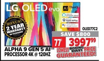 2001 Audio Video Lg 77" alpha 9 gen 5 ai processor 4k @ 120hz offer